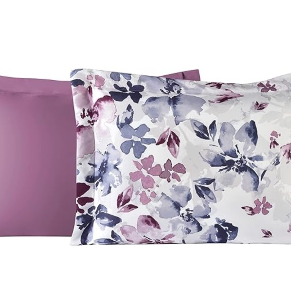 Lanwood Monica 8-Piece Bed-in-A-Bag Set, California King, White/Lilac Floral - Picture 6 of 7